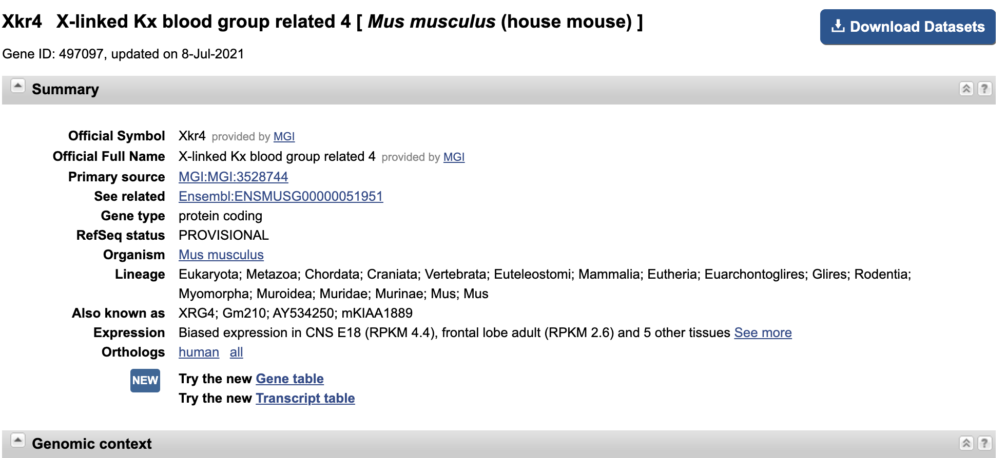 Gene Page for Entrez ID 497097